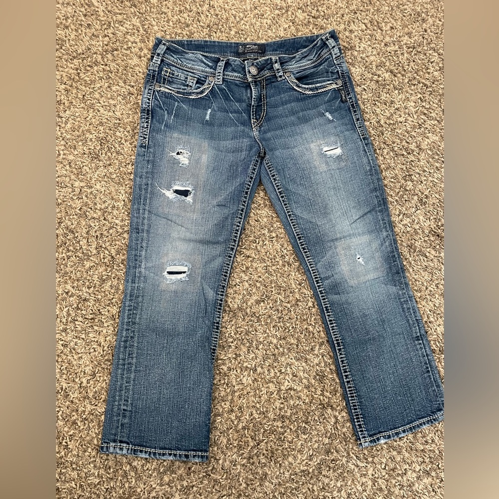 silver suki mid capri
waist 32